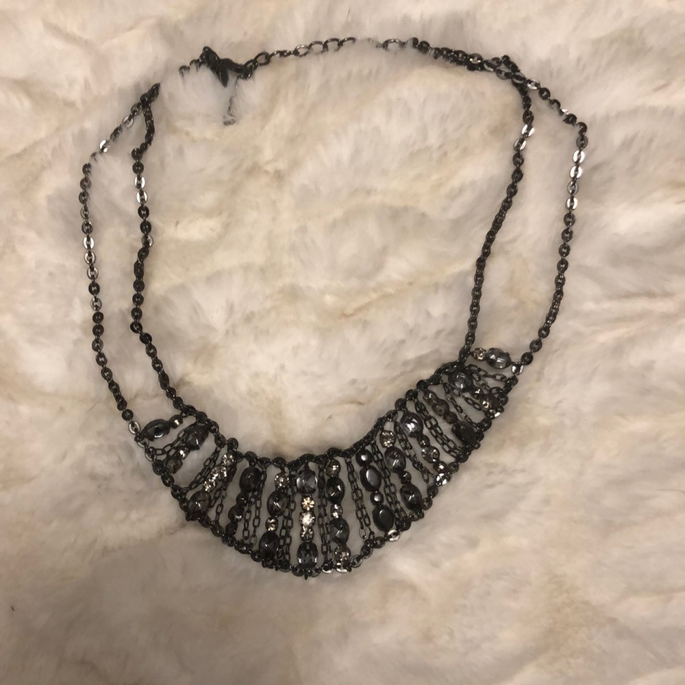 Necklace Black rhinestone/bead